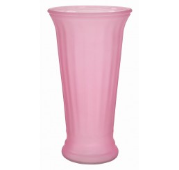Ribbed Flare Glass Vase - Frosted Pink